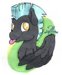 Size: 3622x4409 | Tagged: safe, artist:lechu-zaz, thunderlane, pegasus, pony, g4, male, solo, tongue out, traditional art