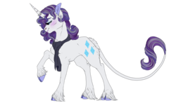 Size: 4197x2473 | Tagged: safe, artist:loladotz, rarity, classical unicorn, pony, unicorn, g4, cloven hooves, digital art, female, high res, horn, leonine tail, mare, simple background, smiling, solo, transparent background, unshorn fetlocks