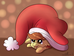 Size: 1500x1125 | Tagged: safe, artist:zobaloba, oc, oc:tomson, pony, christmas, commission, cute, digital art, happy, hat, holiday, lineart, micro, santa hat, weapons-grade cute, ych example, ych result