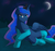 Size: 1600x1499 | Tagged: safe, artist:ravenirik, princess luna, pony, g4, clothes, crescent moon, female, grass, long socks, looking at you, moon, night, smiling, socks, solo, stars