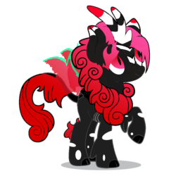 Size: 1200x1200 | Tagged: safe, oc, oc only, changeling, hybrid, kirin, 2020 community collab, derpibooru community collaboration, red changeling, solo, transparent background
