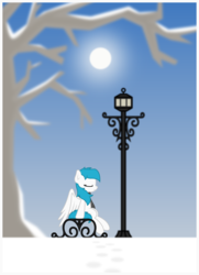 Size: 1848x2553 | Tagged: safe, artist:zylgchs, oc, oc only, oc:cynosura, pony, bench, clothes, lamppost, scarf, sitting, solo, vector, winter