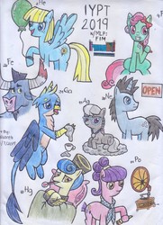 Size: 2513x3466 | Tagged: safe, artist:melisareb, florina tart, gallus, golden hooves (g4), helia, iron will, neon lights, rising star, silver spoon, suri polomare, earth pony, griffon, minotaur, pegasus, pony, unicorn, g4, apple family member, argentum, backwards thermometer, balloon, bed, blanket, brush, coin, cup, female, ferrum, fluorine, gallium, helium, high res, iron, medal, melting, mercury (element), neon, periodic table, phonograph, pillow, polonium, pun, rust, silver, thermometer, toothbrush, toothpaste, traditional art