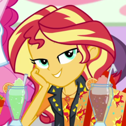Size: 770x770 | Tagged: safe, screencap, sunset shimmer, dashing through the mall, equestria girls, equestria girls specials, g4, my little pony equestria girls: better together, my little pony equestria girls: holidays unwrapped, cropped, drink, female, fruit, geode of empathy, looking at you, magical geodes, soda