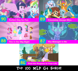 Size: 1704x1560 | Tagged: safe, artist:don2602, edit, edited screencap, screencap, applejack, cream puff, cultivar, fluttershy, gabby, gallus, ocellus, pinkie pie, rainbow dash, rarity, sandbar, sci-twi, silverstream, smolder, twilight sparkle, yona, changedling, changeling, classical hippogriff, dragon, earth pony, griffon, hippogriff, pony, yak, equestria girls, g4, legend of everfree, my little pony equestria girls, perfect day for fun, rainbow rocks, school daze, the fault in our cutie marks, bipedal, clothes, dress, eyes closed, find the purpose in your life, friendship always wins, looking at each other, microphone, midnight sparkle, reflection, the midnight in me, this is our big night, top 100 mlp g4 songs