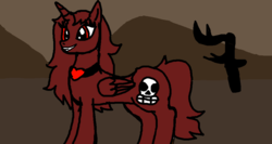 Size: 963x514 | Tagged: safe, oc, oc only, alicorn, pony, alicorn oc, barren, cute, dead tree, edgy, female, horn, mare, red, solo, tree