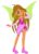 Size: 760x1052 | Tagged: safe, artist:lhenao, artist:marihht, artist:princesssnowofc, fairy, human, equestria girls, g4, bare shoulders, barely eqg related, base used, clothes, crossover, dress, equestria girls style, equestria girls-ified, fairy wings, flora (winx club), gloves, jewelry, magic winx, necklace, one eye closed, peace sign, pink dress, pink shoes, rainbow s.r.l, shoes, strapless, wings, wink, winx club