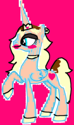 Size: 691x1156 | Tagged: safe, oc, oc only, alicorn, pony, 1000 hours in ms paint, alicorn oc, alicornified, background pony strikes again, base used, bimbo, blonde, concave belly, crown, duckery in the description, eyelashes, eyeshadow, heart, horn, jewelry, lipstick, makeup, necklace, op is a duck, race swap, regalia, slender, solo, stylistic suck, thin, wat