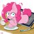Size: 2500x2500 | Tagged: safe, artist:zemlya, pinkie pie, earth pony, pony, g4, breaking the fourth wall, female, high res, looking at you, mare, pinkie being pinkie, solo, tablet, translated in the comments