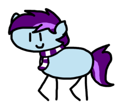 Size: 622x553 | Tagged: safe, artist:theartisttree, oc, oc only, oc:theartisttree, earth pony, pony, clothes, full body, mane, nutshell stick ponies, purple, scarf, simple, smiling, solo, stick figure, stick ponies, stick pony, stickpony, tail