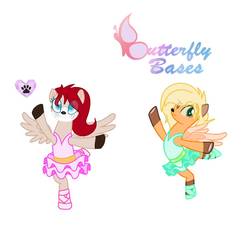 Size: 927x862 | Tagged: safe, artist:emberskydragon, oc, oc:autumn, oc:cinder, pony, ballerina, ballet, ballet slippers, base used, clothes, deer pegasus, deer ponies, one arm out, one arm raised, pas de deux, standing on one leg, tutu, tutus, wings