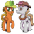 Size: 1200x1200 | Tagged: safe, artist:pony-berserker, oc, oc only, oc:longhaul, oc:southern comfort, earth pony, pegasus, pony, 2020 community collab, derpibooru community collaboration, angry, bow, hat, horse collar, i can't believe it's not idw, male, simple background, smug, transparent background