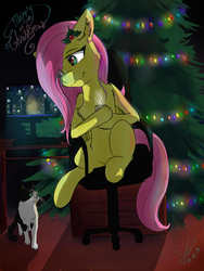 Size: 1010x1346 | Tagged: safe, alternate character, alternate version, artist:yuris, fluttershy, pegasus, pony, g4, christmas, female, holiday, solo