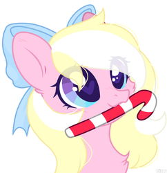 Size: 2634x2720 | Tagged: safe, artist:newbiecirry, oc, oc only, oc:bay breeze, pegasus, pony, blushing, candy, candy cane, cute, female, food, heart eyes, high res, mare, nom, ocbetes, solo, wingding eyes, ych result