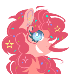 Size: 556x542 | Tagged: safe, artist:ponyaa, pinkie pie, earth pony, pony, g4, bust, cute, diapinkes, ear fluff, female, mare, portrait, profile, simple background, smiling, solo, stars, white background