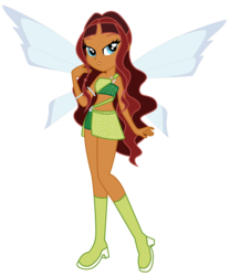 Size: 816x980 | Tagged: safe, artist:lhenao, artist:marihht, artist:princesssnowofc, fairy, human, equestria girls, g4, aisha, barely eqg related, base used, boots, clothes, crossover, equestria girls style, equestria girls-ified, fairy wings, green shoes, layla, magic winx, rainbow s.r.l, shoes, wings, winx club