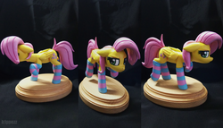 Size: 4656x2664 | Tagged: safe, artist:h1ppezz, fluttershy, pony, g4, clothes, craft, irl, photo, sculpture, socks, solo, striped socks