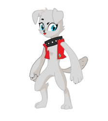 Size: 708x794 | Tagged: safe, derpibooru exclusive, edit, editor:proto29, oc, oc only, oc:roxy, diamond dog, anthro, digitigrade anthro, adopted offspring, female, female diamond dog, next generation, parent:rarity, parent:spike, parents:sparity, redesign, simple background, solo, white background
