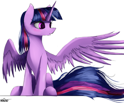 Size: 3000x2500 | Tagged: safe, artist:nixworld, twilight sparkle, alicorn, pony, g4, cute, female, high res, mare, simple background, sitting, solo, spread wings, twiabetes, twilight sparkle (alicorn), white background, wings
