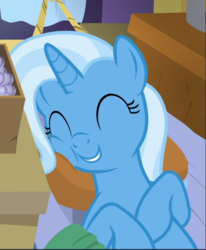 Size: 674x817 | Tagged: safe, screencap, trixie, pony, g4, road to friendship, bed, cropped, cute, diatrixes, eyes closed, female, lying down, mare, smiling, solo