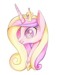 Size: 1733x2195 | Tagged: safe, artist:hosikawa, princess cadance, alicorn, pony, g4, bust, colored pupils, crown, cute, cutedance, female, heart eyes, jewelry, mare, portrait, regalia, simple background, solo, white background, wingding eyes