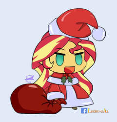 Size: 800x834 | Tagged: safe, artist:lechu-zaz, sunset shimmer, human, equestria girls, g4, christmas, fate/grand order, female, holiday, padoru, santa claus, solo