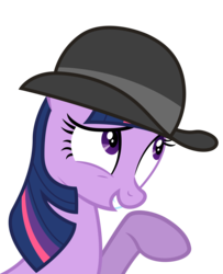 Size: 3250x4000 | Tagged: safe, artist:dharthez, twilight sparkle, pony, unicorn, g4, mmmystery on the friendship express, bowler hat, bust, female, hat, mare, simple background, solo, transparent background, unicorn twilight, vector