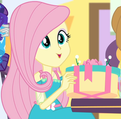 Size: 1000x980 | Tagged: safe, screencap, fluttershy, dashing through the mall, equestria girls, equestria girls series, g4, holidays unwrapped, spoiler:eqg series (season 2), canterlot mall, chair, clothes, cropped, cute, dress, female, flower, fluttershy boho dress, geode of fauna, gift giving, jewelry, magical geodes, mall, necklace, present, shyabetes, sitting, smiling, table, waistband