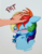 Size: 1063x1377 | Tagged: safe, artist:buttersprinkle, rainbow dash, human, pony, g4, :t, blushing, chest fluff, cute, dashabetes, eyes closed, grumpy, grumpy dash, hand, head pat, offscreen character, offscreen human, pat, patting, pony pet, rainbow dash is not amused, simple background, unamused