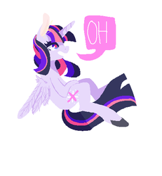 Size: 464x502 | Tagged: safe, artist:kyariiope, artist:ponyaa, twilight sparkle, alicorn, pony, g4, cutie mark, ear fluff, female, grin, mare, oh, smiling, solo, speech, speech bubble, spread wings, twilight sparkle (alicorn), wings
