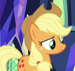 Size: 705x664 | Tagged: safe, screencap, applejack, earth pony, pony, g4, the last laugh, cropped, female, freckles, mare, solo