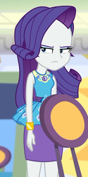 Size: 359x720 | Tagged: safe, screencap, rarity, human, dashing through the mall, equestria girls, equestria girls series, g4, holidays unwrapped, spoiler:eqg series (season 2), canterlot mall, chair, clothes, cropped, female, geode of shielding, magical geodes, rarity is not amused, rarity peplum dress, skirt, unamused