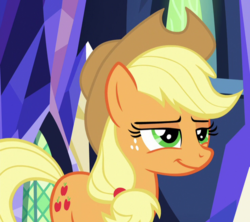 Size: 738x654 | Tagged: safe, screencap, applejack, earth pony, pony, g4, the last laugh, cropped, female, freckles, mare, solo