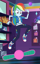Size: 412x656 | Tagged: safe, screencap, rainbow dash, zephyr breeze, human, dashing through the mall, equestria girls, equestria girls series, g4, holidays unwrapped, spoiler:eqg series (season 2), clothes, converse, cropped, geode of super speed, magical geodes, offscreen character, pants, shoes, sneakers