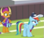 Size: 183x157 | Tagged: safe, screencap, rainbow dash, smolder, dragon, pegasus, pony, 2 4 6 greaaat, g4, annoyed, cap, coach rainbow dash, cropped, eyes on the prize, female, hand on hip, hat, mare, picture for breezies