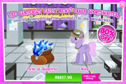 Size: 1031x689 | Tagged: safe, gameloft, scoop (g4), pegasus, pony, g4, advertisement, introduction card, male, sale, solo, stallion