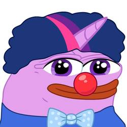 Size: 894x894 | Tagged: safe, artist:mlpsmark, twilight sparkle, frog, g4, 1000 years in photoshop, afro, alternate hairstyle, clown, clown nose, female, meme, no pony, pepe the frog, pony coloring, red nose, solo, species swap