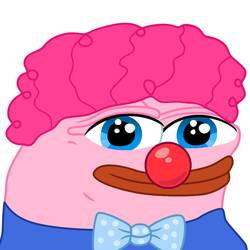 Size: 894x894 | Tagged: safe, artist:mlpsmark, pinkie pie, frog, g4, 1000 years in photoshop, afro, alternate hairstyle, clown, clown nose, cursed image, female, meme, no pony, pepe the frog, pony coloring, red nose, solo, species swap, wat