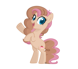 Size: 3192x2824 | Tagged: safe, artist:rainbowpawsarts, oc, oc:strawberry shortcake pie, earth pony, pony, alternate universe, base used, bipedal, female, high res, offspring, parent:cheese sandwich, parent:pinkie pie, parents:cheesepie, simple background, transparent background