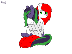 Size: 4000x3000 | Tagged: safe, oc, oc only, pegasus, pony, unicorn, bedroom eyes, duo, fangs, female, high res, hug, love, male, mare, oc x oc, shipping, simple background, stallion, transparent background