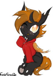 Size: 1679x2394 | Tagged: safe, artist:freefraq, oc, oc only, changeling, brown changeling, cute, solo