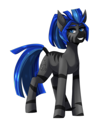 Size: 2000x2400 | Tagged: safe, artist:serodart, oc, oc only, oc:loyal, pony, zebra, 2020 community collab, derpibooru community collaboration, female, high res, looking at you, quadrupedal, rule 63, simple background, smiling, solo, transparent background, zebra oc