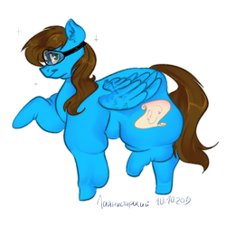 Size: 1024x1024 | Tagged: safe, artist:lainystar, oc, oc only, pegasus, pony, bingo wings, fat, female, goggles, obese, overweight, rule 63