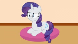 Size: 1678x941 | Tagged: safe, artist:forgalorga, rarity, pony, your little cat 3, g4, behaving like a cat, female, pillow, rarity is not amused, solo, unamused