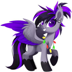 Size: 897x891 | Tagged: safe, artist:scarlet-spectrum, oc, oc only, oc:viola, pegasus, pony, ear piercing, earring, jewelry, ornament, piercing, simple background, smiling, solo, transparent background
