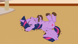 Size: 1920x1080 | Tagged: safe, artist:forgalorga, twilight sparkle, alicorn, pony, your little cat 3, g4, behaving like a cat, cute, dirt, dirty hooves, female, happy, on back, sleeping, solo, spread wings, twiabetes, twilight sparkle (alicorn), wings