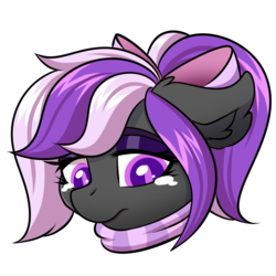 Size: 2000x2000 | Tagged: safe, artist:ask-colorsound, oc, oc only, oc:nightwalker, pony, bow, clothes, emotes, hair bow, high res, looking at you, scarf, simple background, slit pupils, solo, teary eyes, transparent background