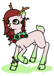 Size: 582x826 | Tagged: safe, artist:dragonflyfire8, artist:ponebox, oc, oc only, deer, deer pony, original species, clothes, cloven hooves, collaboration, raised hoof, scarf, simple background, solo, transparent background