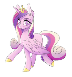 Size: 877x934 | Tagged: safe, artist:hanic-draws, princess cadance, alicorn, pony, colored hooves, crown, cute, cutedance, ear fluff, female, jewelry, mare, regalia, simple background, solo, white background