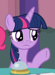 Size: 519x703 | Tagged: safe, screencap, pinkie pie, twilight sparkle, alicorn, pony, a trivial pursuit, g4, season 9, cropped, female, mare, sad face, solo focus, twilight sparkle (alicorn)